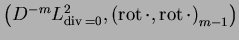 $\left(D^{-m}L^2_{{\mathrm{div\,}}=0},\left({\mathrm{rot\,}}\cdot,{\mathrm{rot\,}}\cdot\right)_{m-1}\right)$